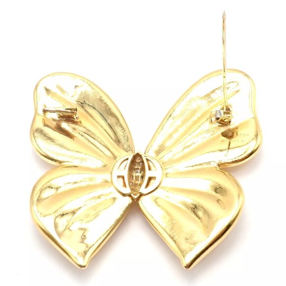 Authentic! Van Cleef & Arpels 18k Yellow Gold Extra Large Butterfly Pin Brooch - Picture 6 of 11
